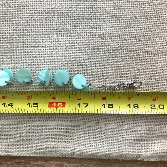 Blue Ombre Capiz Shell Necklace Dangle Costume Jewelry Coastal - Picture 8 of 9